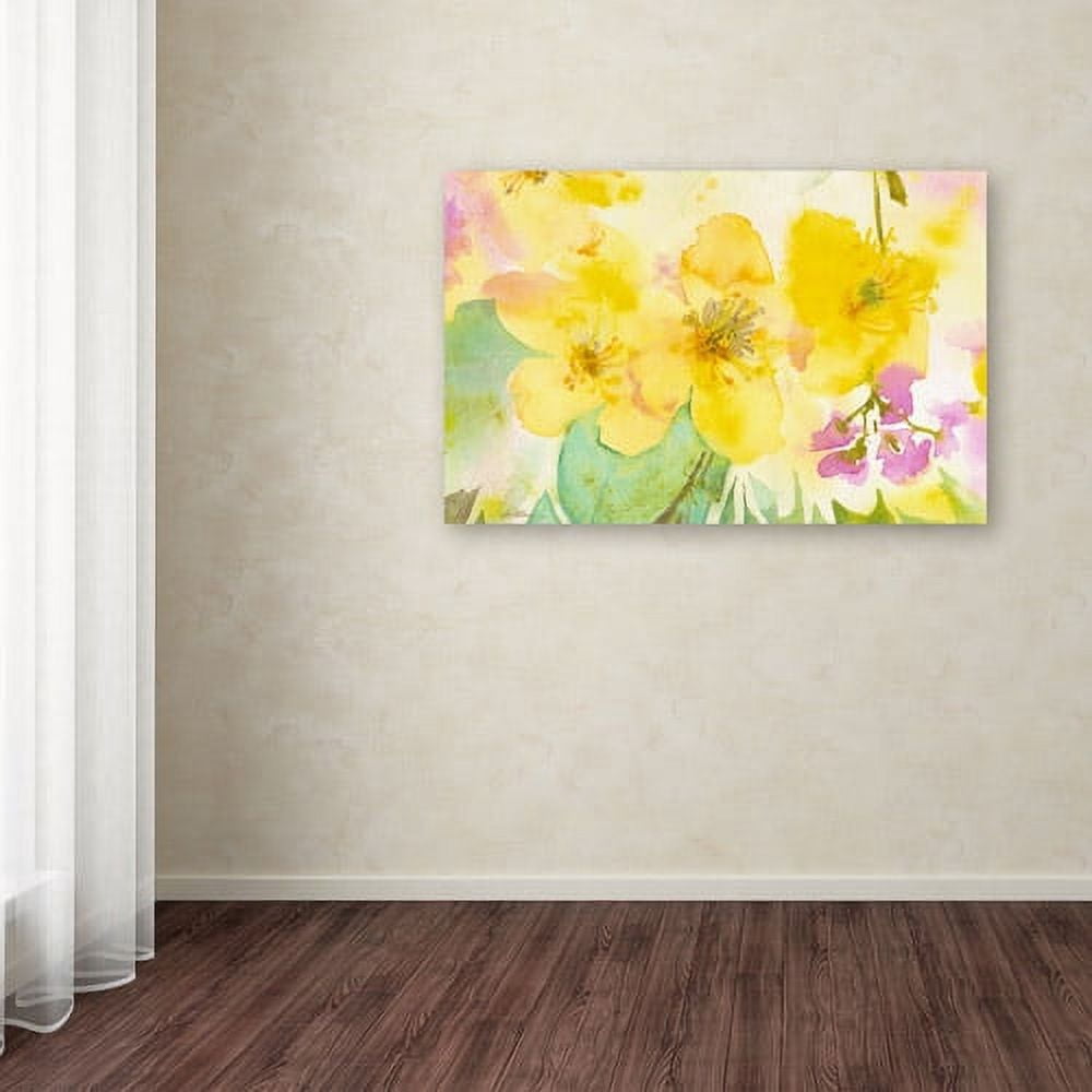 Trademark Fine Art "Yellow Trio" Canvas Art by Sheila Golden