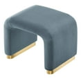 thumbnail image 5 of Accent Stool Chair Ottoman, Blue, Velvet, Living Kitchen Cafe Bistro Hospitality Restaurant, Modern Contemporary Boutique HB36441, 5 of 10