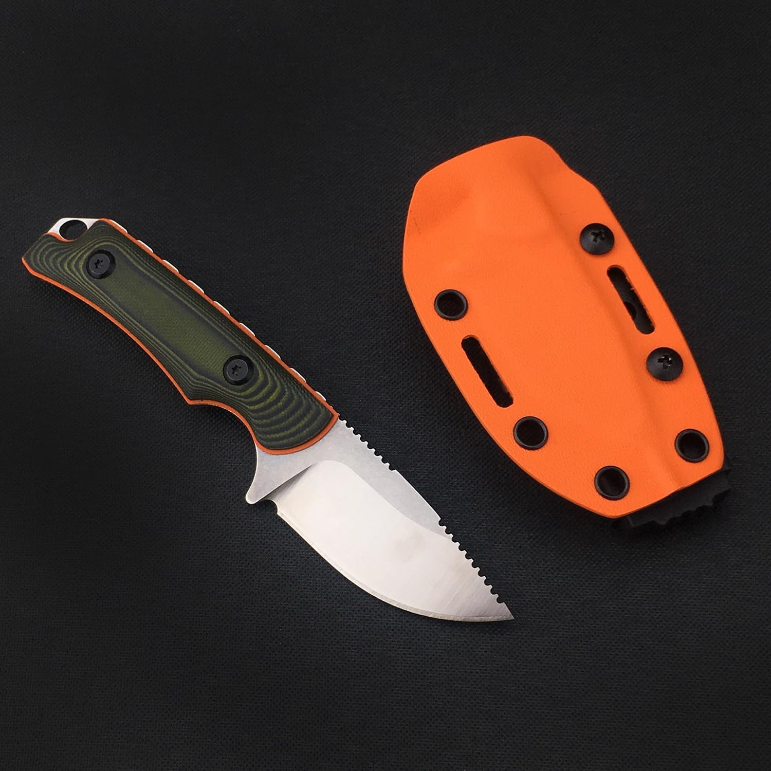 ABCISI 6.3 Inches Fixed Blade Knife with Kydex Sheath, 8Cr13Mov Blade, Compact Full Tang Hunter's Fixed Blade Knife, Full Tang G10 Handle, EDC Camping Hunting Knife for Camping,Survival and Adventure