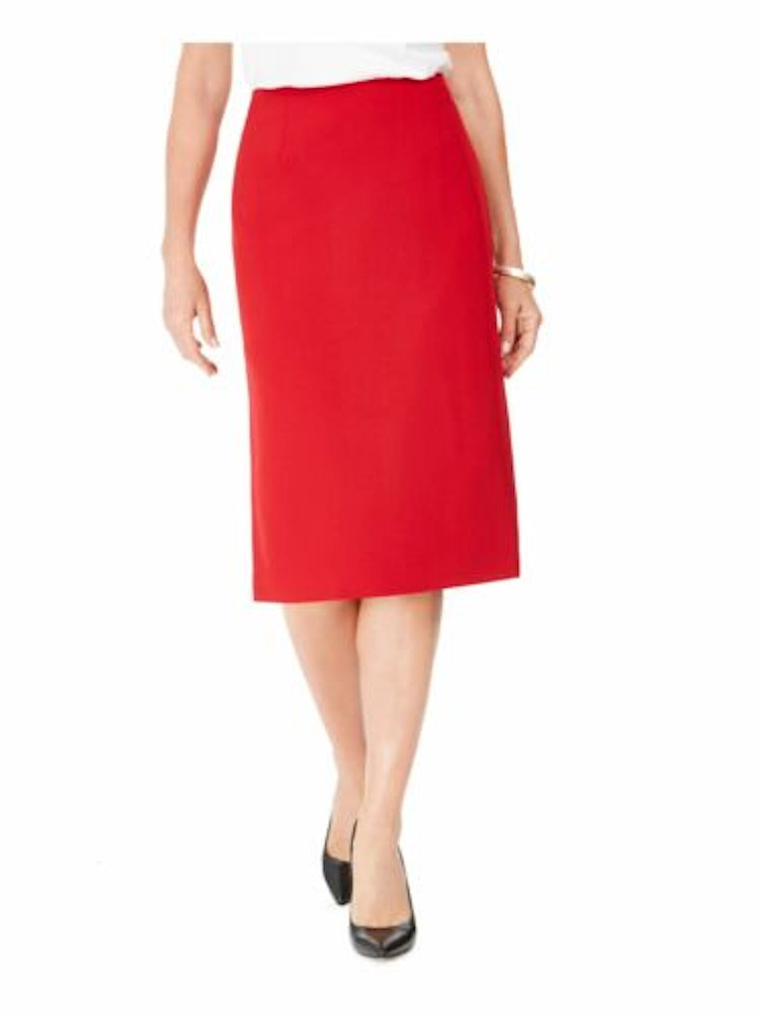 KASPER Womens Red Below The Knee Pencil Skirt Petites Size 4P