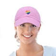 thumbnail image 5 of DALIX Rainbow Heart Hat Embroidered Mens Womens Baseball Cap in Light Pink, 5 of 6