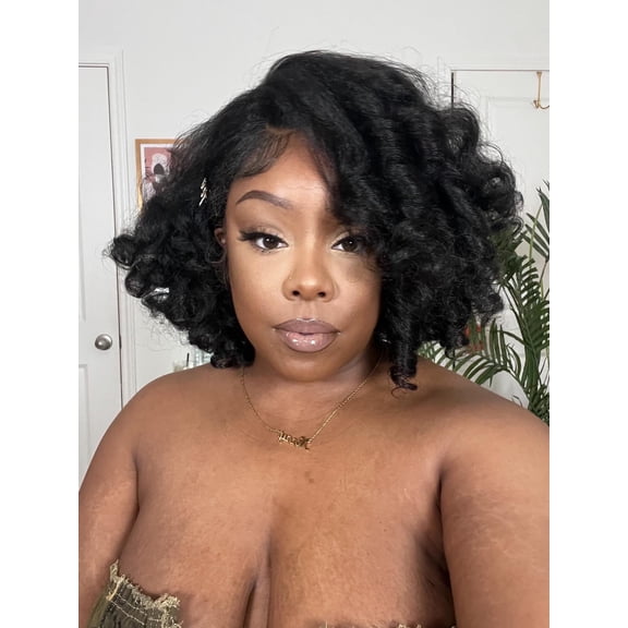 LUXLUXE Roller Curl Lace Front Wig 12" HD 4x13 Curly Short Bob Pre-Plucked Baby Hair Daily Party Wear