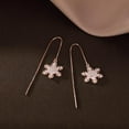 thumbnail image 4 of Sterling Silver Christmas Snowflake Dangle Earrings Chain for Women Teens Snowflake Drop Earrings Threader Winter Earrings, 4 of 12