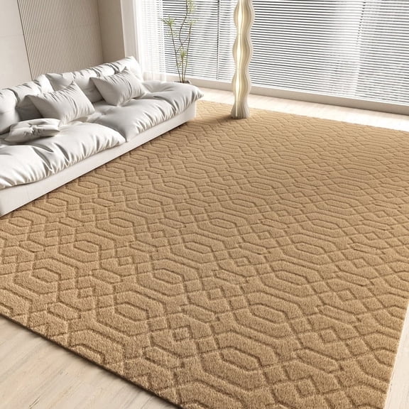 YOUPINS Area Rug for Living Room,5'x8' High-Low Textured Boho Shag Washable Area Rug with Non-Slip Backing,Modern Decor Carpet for Indoor,Bedroom,Dining Room