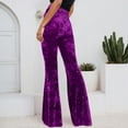 thumbnail image 6 of Velvet Pants Women 2026 Trendy High Waisted Slimming Wide Leg Bell Bottom Flowy Dressy Pants for Night out Party, 6 of 7