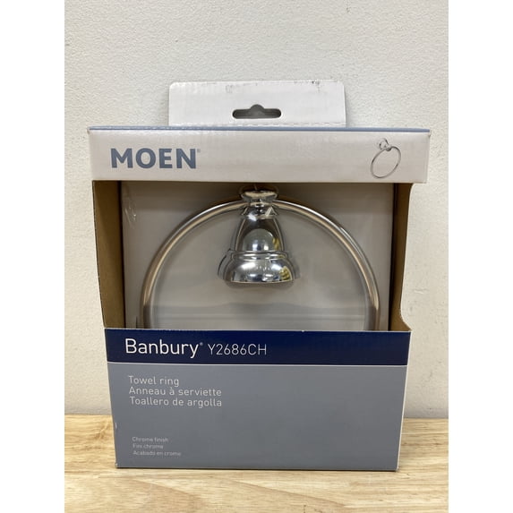 (Open Box) Moen Y2686CH Banbury Towel Ring, Chrome - Quantity 1