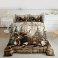 thumbnail image 2 of Feelyou Rustic Highland Cow Queen Comforter Set for Kids, Vintage Lodge Cabin Bedding Sets, Jungle Wildlife Reversible Bedding Comforter Set, Lightweight Room Decor, 3-Piece, 2 of 8