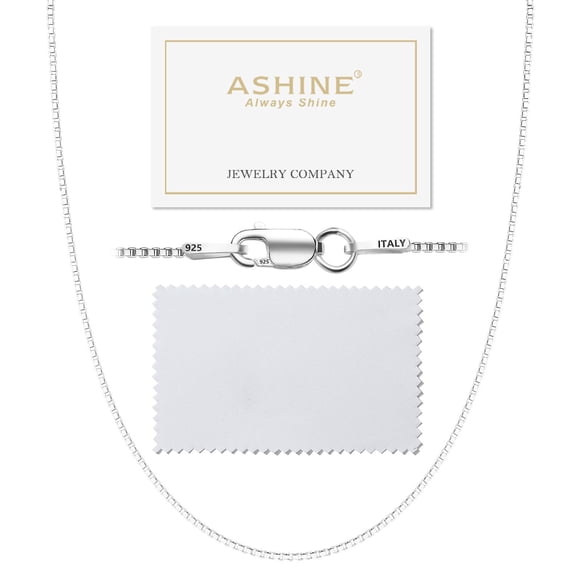 Collar ASHINE de plata esterlina 925 con cadena tipo caja de 50 cm