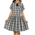 thumbnail image 2 of Antinious Girls Check Collar Short Sleeve School Uniform Casual Trendy Wear Dress, 2 of 5