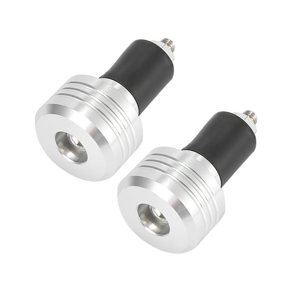 2pcs Silver Tone Universal 17mm Round Hand Grips Handlebar End Caps Plug Replacement for Motorcycle