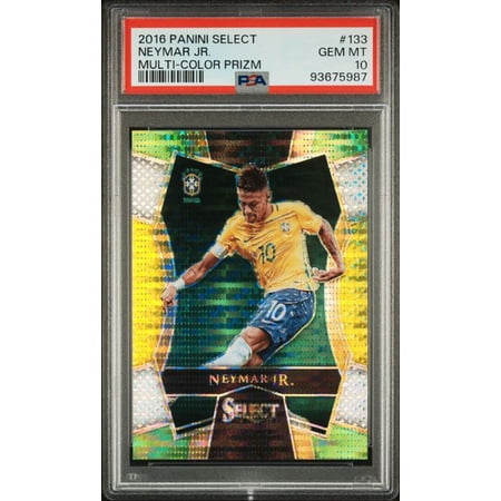 Neymar Jr 2016 Panini Select Multi Color Prism Soccer Card #133 Graded PSA 10