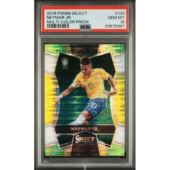 Neymar Jr 2016 Panini Select Multi Color Prism Soccer Card #133 Graded PSA 10