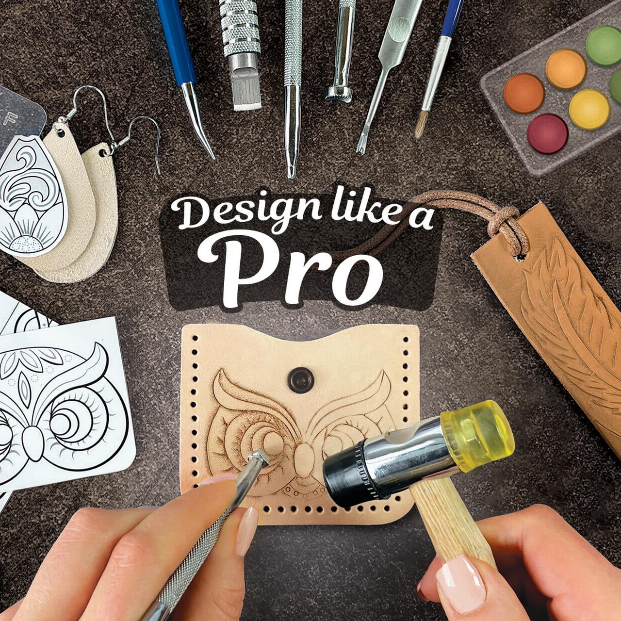 ArtSkills Leather Working Kit, Leather Tooling Kit with Tools, Leather Stamps, Leather for Crafts, Adult Project Kits, 80 pc