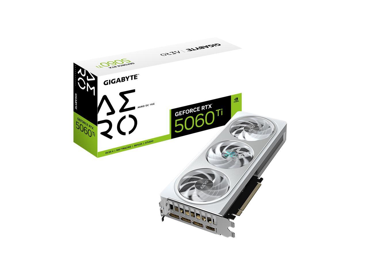 GIGABYTE AERO GeForce RTX 5060 Ti 16GB GDDR7 PCI Express 5.0 x8 ATX Graphics Card GV-N506TAERO OC-16GD