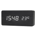 thumbnail image 2 of yuksok Digital Alarm Clock USB/Battery Wooden Setting LED for Office Home Decor Black, 2 of 9