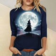 thumbnail image 2 of MVRLSH Womens Tops Blouse Casual Halloween Witch Pumpkin Graphic Printed Comfortable Long Sleeve Daily Wear Tees Loose Fit Blouses Hot Pink - L, 2 of 4