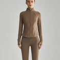 thumbnail image 5 of Conjunto de Yoga de manga larga sin costuras para mujer, pantalones de cintura alta, ropa de gimnasio, pantalones cortos deportivos, sujetador, entrenamiento, Fitness con cremallera, 5 of 5