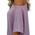 thumbnail image 6 of Fewfanhot Womens Tops Off The Shoulder Oversized Short Sleeve T-Shirts Summer Spring Casual Fashion Tees, 6 of 7