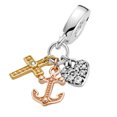 thumbnail image 4 of 925 Sterling Silver Tri-Tone Heart Cross Anchor Dangle Charm for Bracelet Charms Bangle Pendant Jewelry, 4 of 4