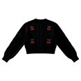 thumbnail image 5 of Arlun 3D Cherry Cropped Cardigan Sweater for Women Classic Crew Neck Open Front Long Sleeve Chunky Cardigans Cute Trendy Fall Winter Button down Short Outerwear, 5 of 6