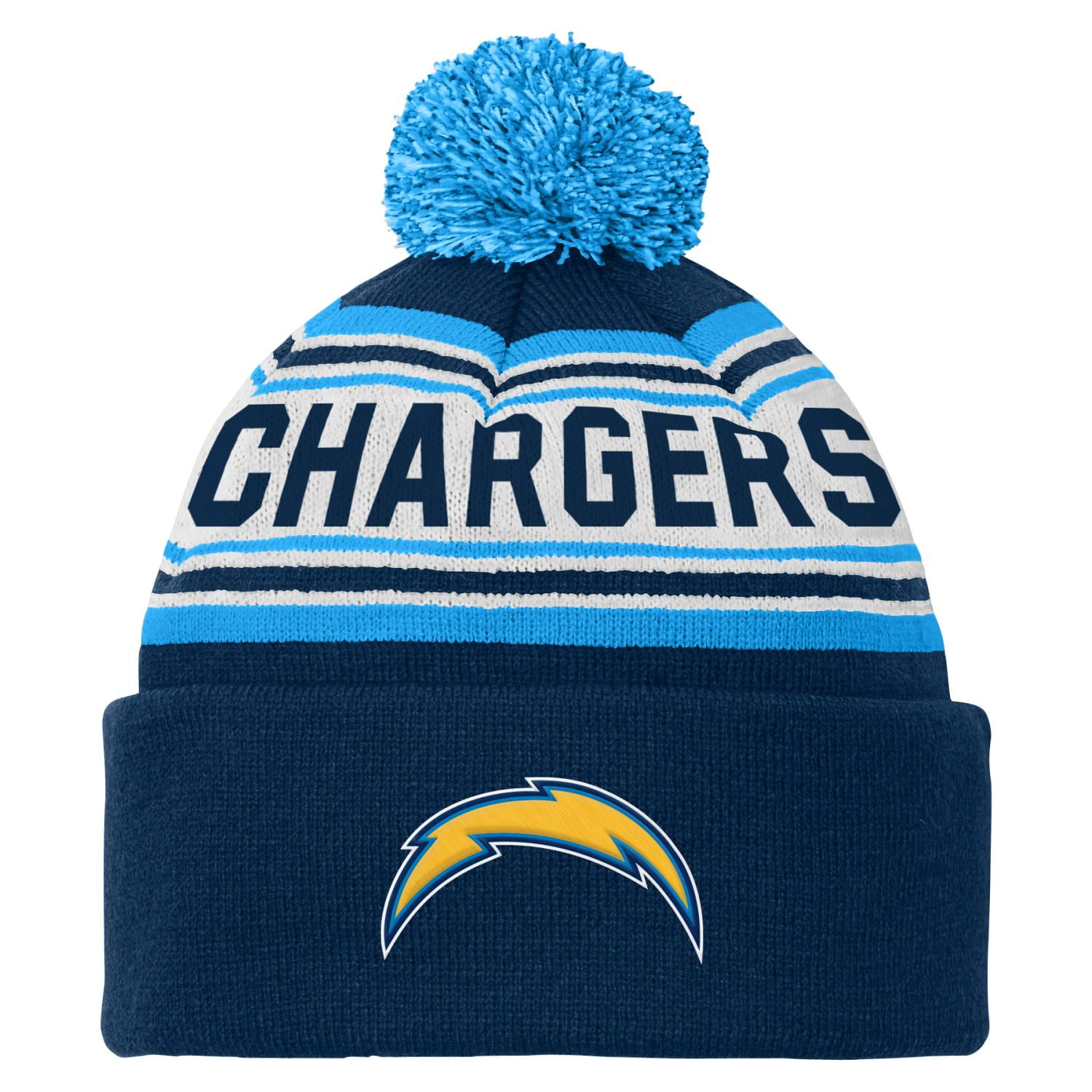 San Diego Chargers Youth NFL "Striped Jacquard" Cuffed Knit Hat w Pom by Outerstuff