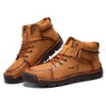 thumbnail image 1 of Men’s Chukka Boots with Hand Stitching Winter Warm Faux Fur Lined Boot Driving Riding Lace-up Loafers, 1 of 7