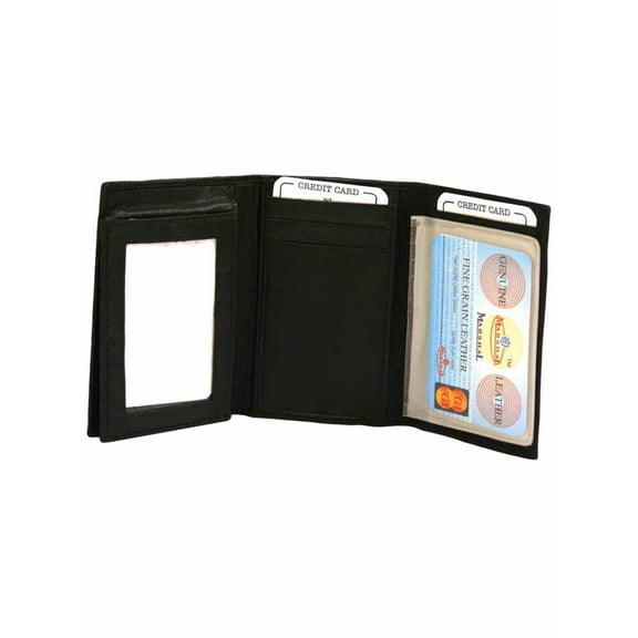 Trifold Black Classic Mens Leather Wallet