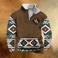 thumbnail image 1 of Sudadera sin capucha para hombre, informal, a la moda, con cuello alto, estampado, cremallera, jersey de manga larga, blusa de poliéster para hombre, 1 of 4