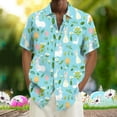 thumbnail image 2 of Shirts for Men Easter Digital 3D Printed Short Sleeve Button Down Lapel Blouses Loose Casual Summer Tops Green XL, 2 of 6