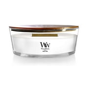 WoodWick White Teak, Highly Scented Candle, Ellipse Glass Jar Original HearthWick Flame, Large 7 Inches, 16 OZ