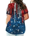 thumbnail image 5 of cllios Women's 4th of July Shirts Proud Patriotic Red White and Blue Graphic Tshirts Cute Short Sleeve Tees Comfortable V Neck Buttons Blouses Tops Blouses for Women Business Casual, 5 of 5
