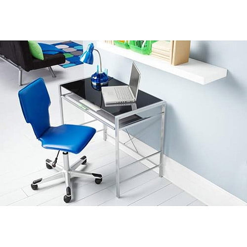 Your Zone Metal And Glass Desk Black Walmart Com Walmart Com