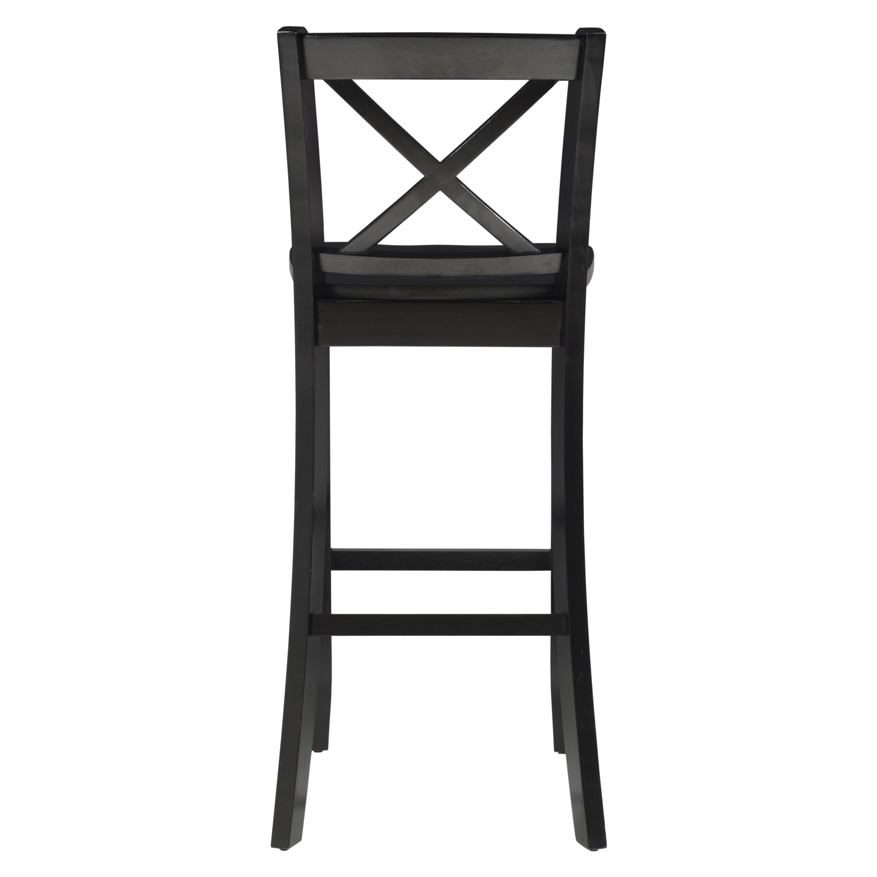 Linon Torino 30" Cross-Back Indoor Wood Bar Stool, Black