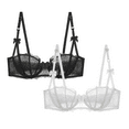 thumbnail image 1 of Varsbaby Sexy Unlined Balconette Demi-Cup Underwire Lace Bra, 1 of 7