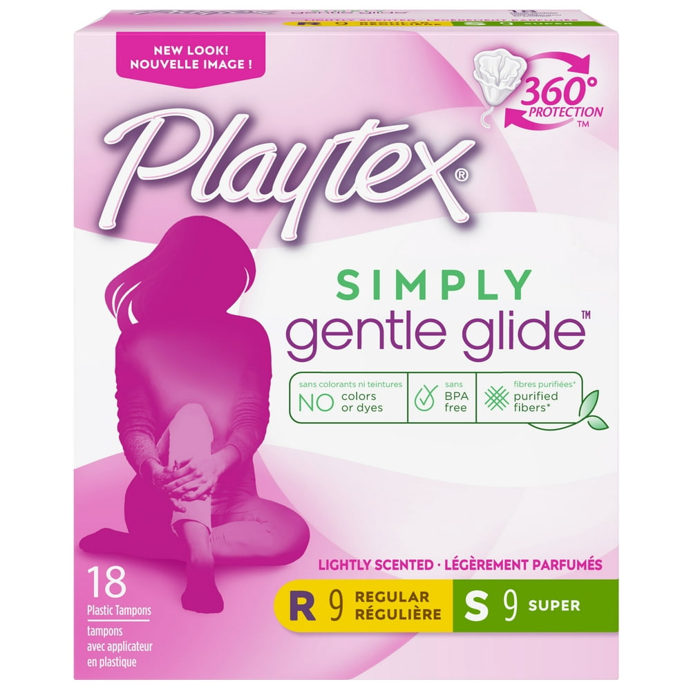 Playtex Simply Gentle Glide Tampons, Scented, Regular/Super, 18 Ct