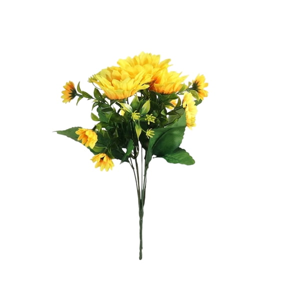 Bisitoy Yellow Sunflowers Artificial Flowers Mini Fake Bouquet with Stems for Home Decoration Party DIY Wedding Bouquets Baby Shower Outdoor Indoor Decoration (Yellow)