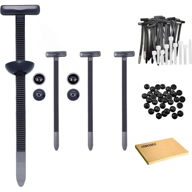WWS-Cable Zip Ties Nylon Universal Cable Tie Buckle, Self-Locking Zip Ties Holder with Pin & Button Design, Multi-Purpose Wire Management Plastic Ties for Car Daily Auto Fixing, 110Pcs, Black, White