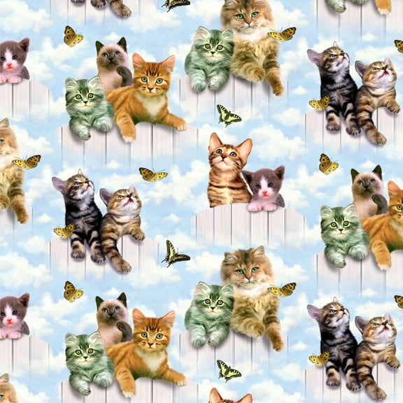Kittens Cats and Butteflies Pattern Premium Roll Gift Wrap Wrapping Paper