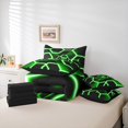 thumbnail image 6 of Manfei Geometric Honeycomb Bedding Comforter Set 7-Piece for Boys, Gradient Black Green Full Bedding Set, Neon Hexagon Fitted Sheet Flat Sheet, Luxury Bedroom Decor, 6 of 8