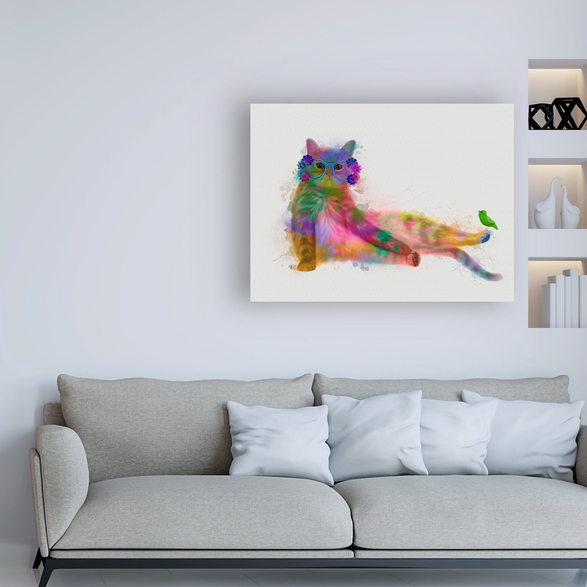 Trademark Fine Art 'Cat Rainbow Splash 10' Canvas Art by Fab Funky