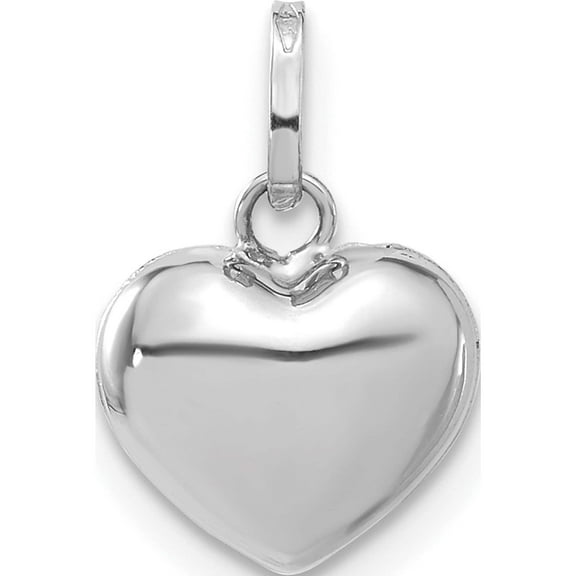 14K White Gold 3D Puffed Heart Pendant (14 X 10) Made In Italy xch110