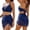 Dark Blue, variant on 2026 Bikini Sets Women Swim Skirt Mesh Drawstring Swim Suits 2 Piece U-Wire Cutout Tummy Control Bathing Suits