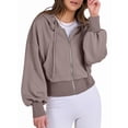 thumbnail image 2 of Sudaderas con Capucha y Cremallera para Mujer, Sudaderas , Casuales, Cómodas y Bonitas, Chaquetas con Cremallera, Conjuntos de Otoño A . Marrón XXL, 2 of 10