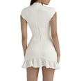 thumbnail image 3 of xiaxaixu Robes pour Femmes, Corset à Manches Courtes Ourlet à Volants Décontracté Couleur Unie Robe de Soirée Vacances Mode Urbaine, 3 of 9
