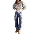 thumbnail image 1 of Pantalones Vaqueros Tubo para Mujer, de Tiro Medio, Holgados, Pierna , con Volantes, Plisados y Cordón Ajustable M, 1 of 8