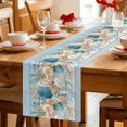 thumbnail image 5 of Blue Beach Coastal Table Runner - 72 Inch Long Nautical Shell Starfish Coral Summer Cotton and Linen Blended Dress Scarves Farmhouse Table Runner for Kitchen Dining, Coffee Table, 13" x 72", 5 of 8