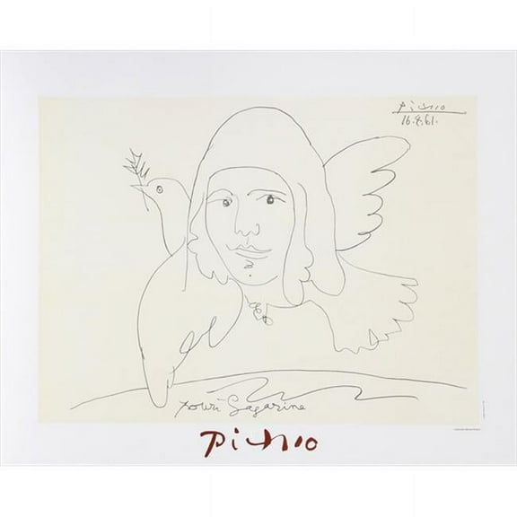 Youri Gagarine- Lithograph on Paper - Black- White