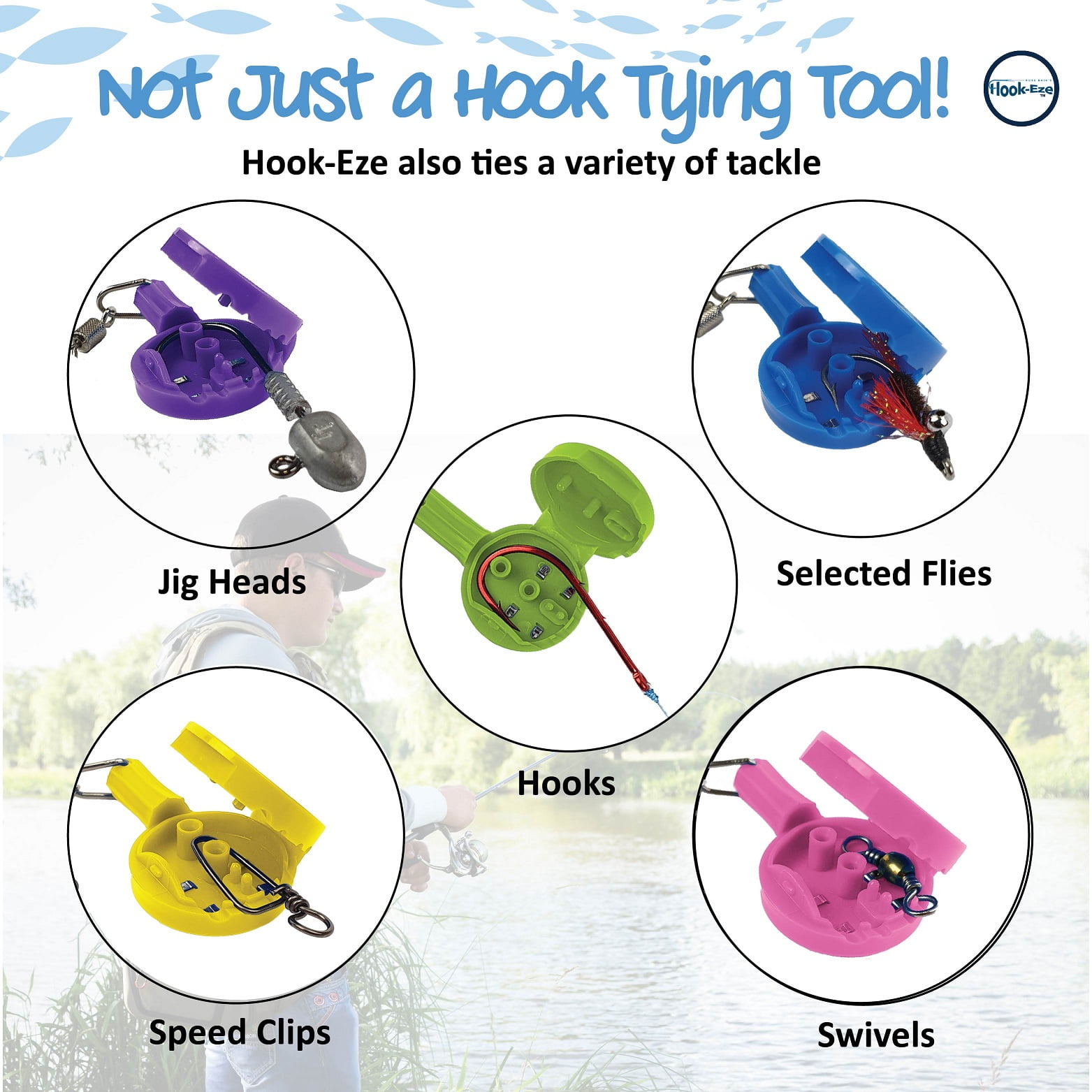 Hook-Eze Fishing Gear Knot Tying Tool | Line Cutter |Cover Hooks on Fishing  Pole Travel Safely Fully Rigged for Saltwater Bass Ice Fishing