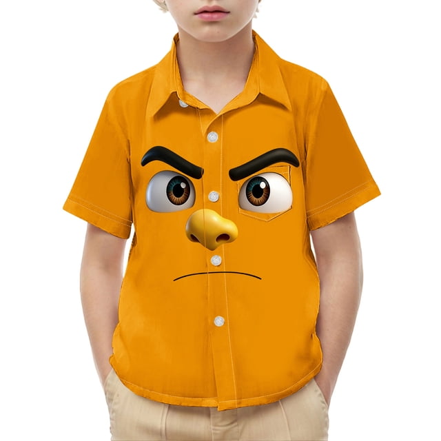 Blusa y camisa de manga corta con cuello vuelto para niños y niñas, moda, estampado bonito con bolsillo, camisa informal de manga corta para niño.