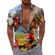 thumbnail image 1 of Camisa De Botones Para Hombre Nueva camisa de manga corta holgada informal con estampado digital 3d y estampado de (Sky Blue, L), 1 of 4